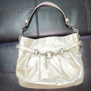 Coach Silver Shoulder Bag with Silver Hardware